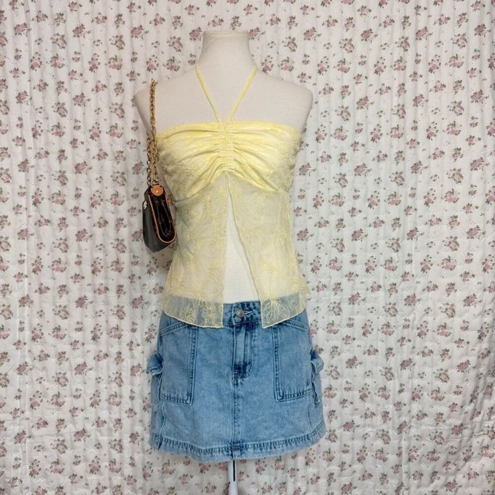 Halter Top Open Front Slit Sheer Bottom Women’s Medium Going Out